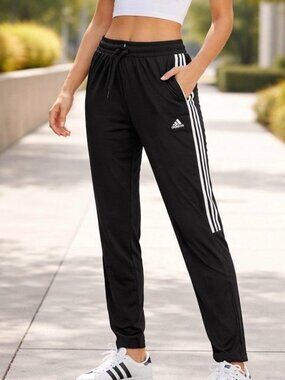 adidas Black Jogger Pants with White Side Stripes